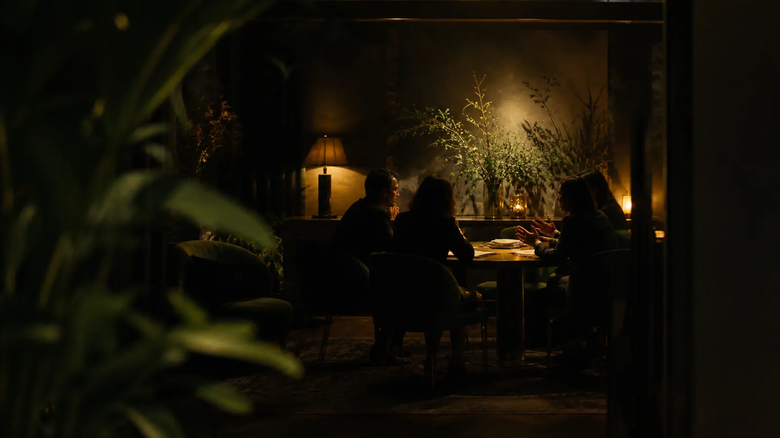 A private salon where a small group shares a purposeful evening.